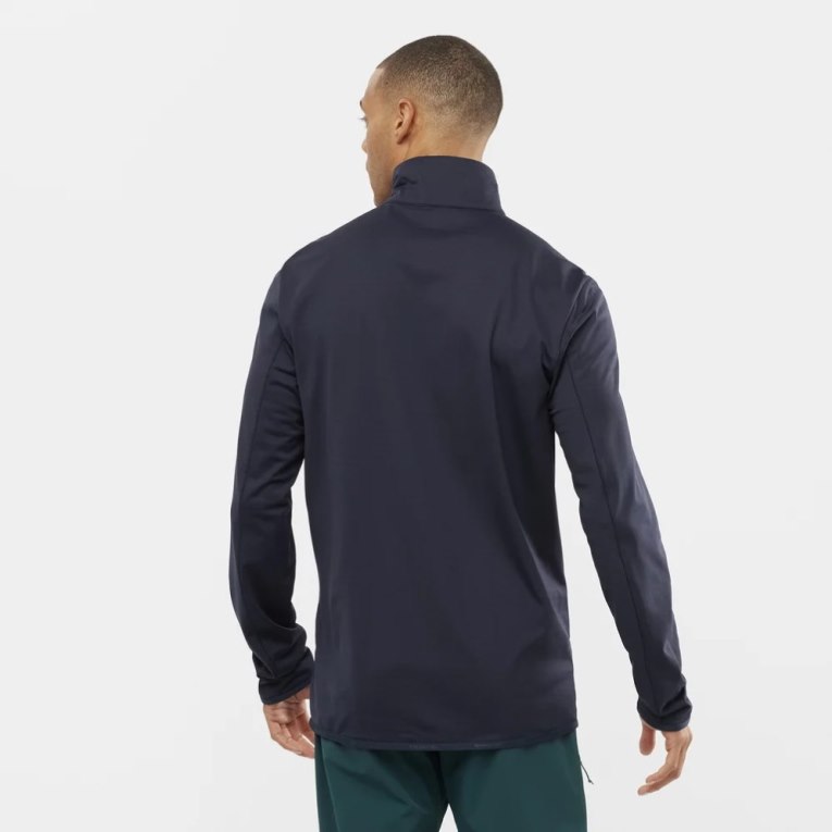 Chaquetas Salomon Essential Lightwarm Full Zip Hombre Azul Marino | MX IGKE847